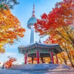 Namsan,Tower,And,Pavilion,During,The,Autumn,Leaves,In,Seoul,